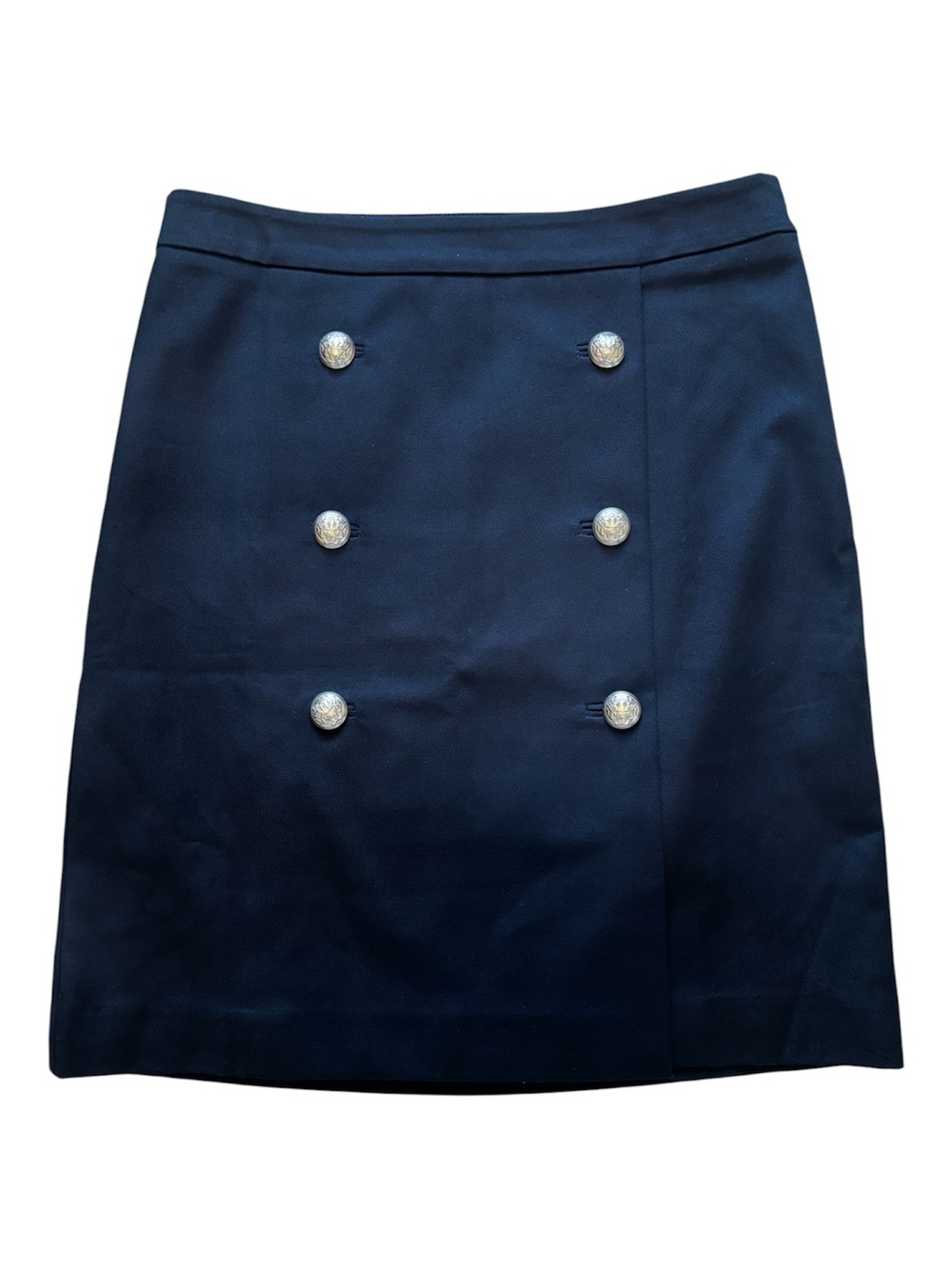 Talbots Navy Skirt with Decorative Silver Buttons size 4 petite